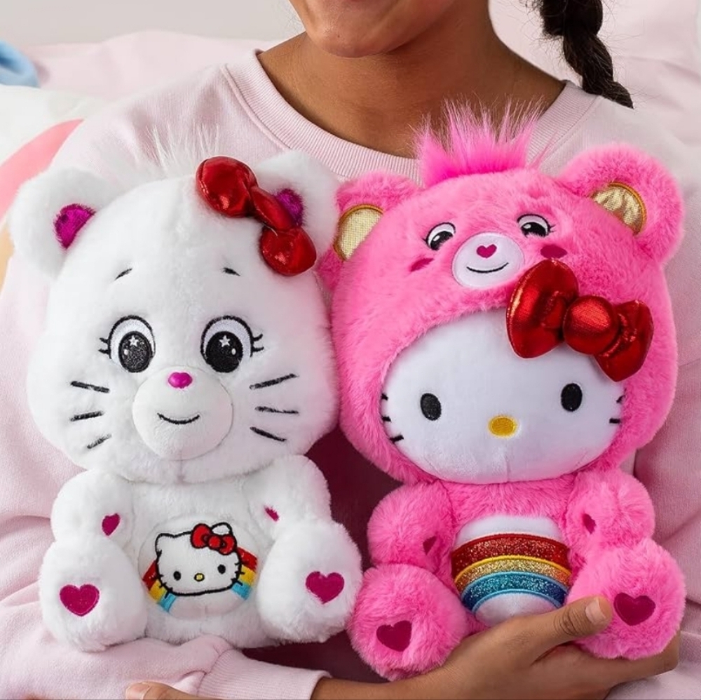 NWOT Care Bear/Hello Kitty Plush Duo - Pink and White